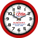 Plastik Duvar Saati Kırmızı