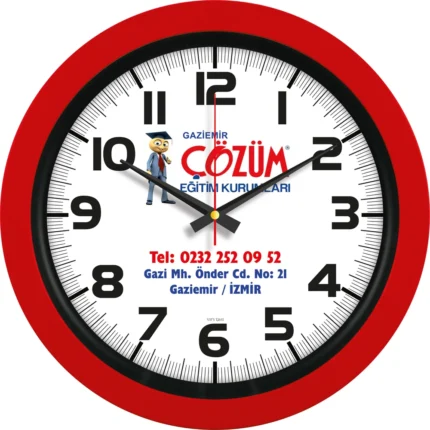 Plastik Duvar Saati Kırmızı