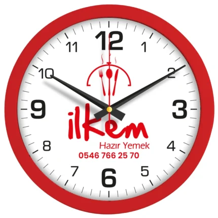Plastik Duvar Saati Kırmızı
