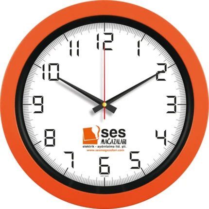 Plastik Duvar Saati Turuncu